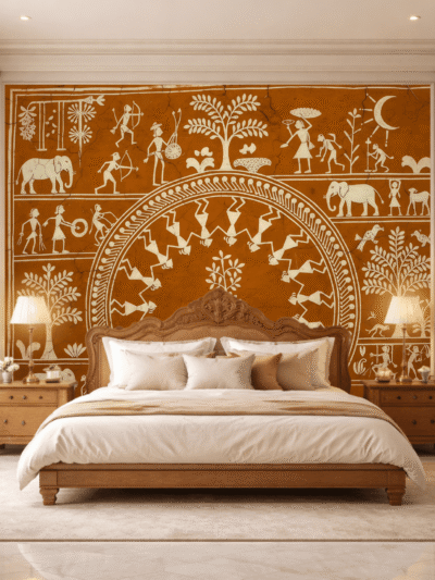 WallStorie Earthy Tribal Mud Tone Wallpaper - Traditional Indian Heritage Wall Mural for Living Room & Bedroom