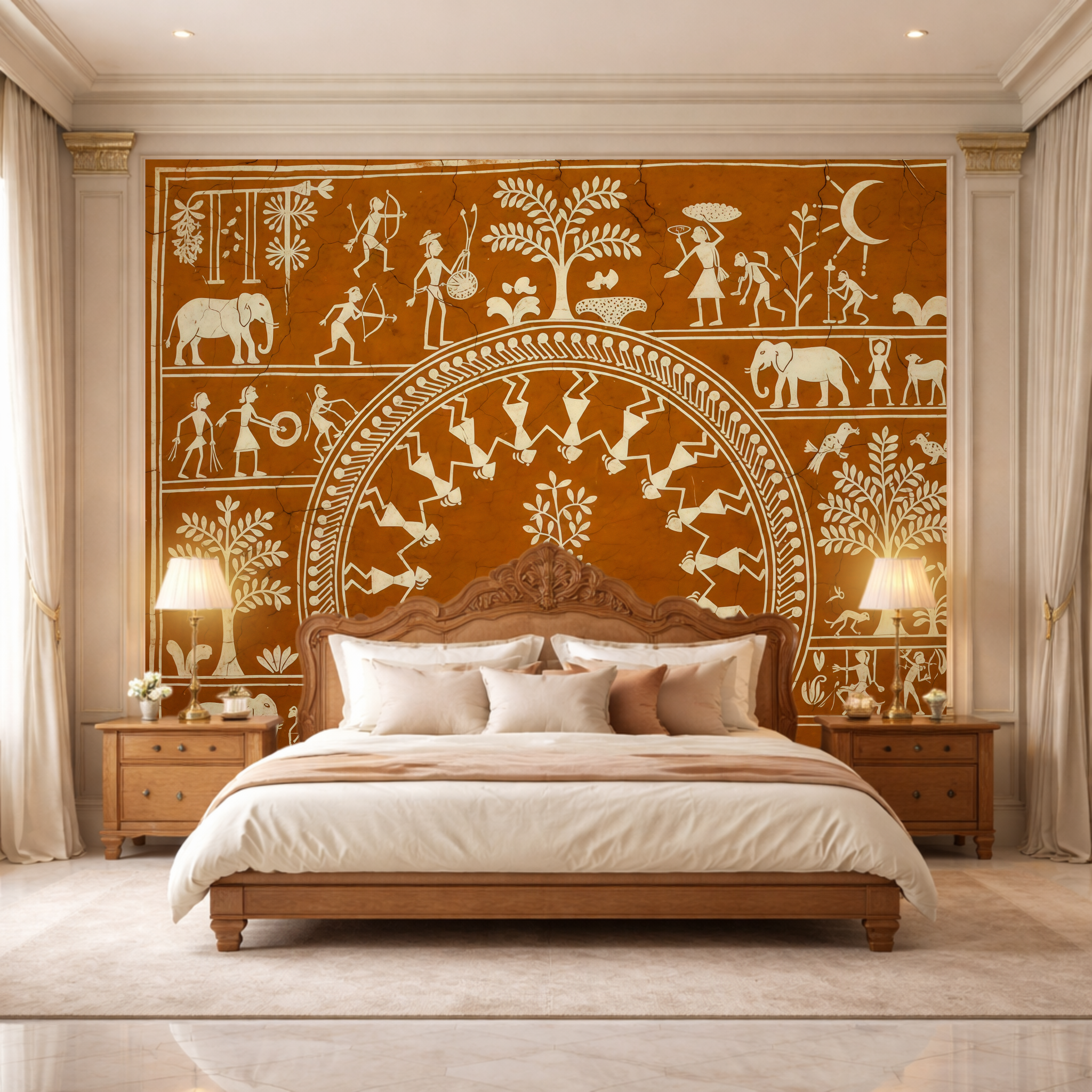 Earthy Tribal Mud Tone Heritage Wallpaper
