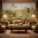 WallStorie Sacred South Indian Temple Wallpaper - Traditional Gopuram & Landscape Wall Mural for Puja Room & Living Room