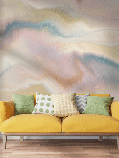 WallStorie Pastel Swirl Multicolor Abstract Wallpaper - Fluid Aesthetic Wall Mural for Bedroom & Living Room