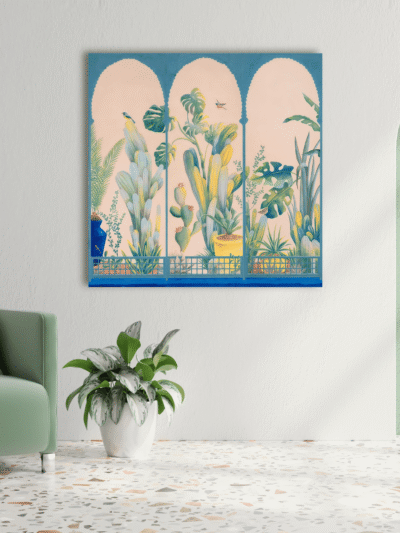 Arched Floral Frame Soft Elegance Canvas Art for Hallways