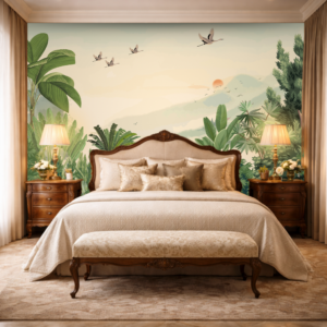 Tropical Mountain Landscape Birds Scenic Wallpaper
