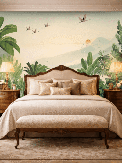 WallStorie Tropical Mountain Landscape Wallpaper - Scenic Bird & Nature Wall Mural for Living Room & Bedroom