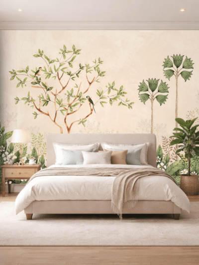 WallStorie Tropical Tree Birds Nature Wallpaper - Botanical Foliage Wall Mural for Living Room & Bedroom