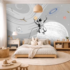 Grey Galaxy Floating Astronaut Wallpaper