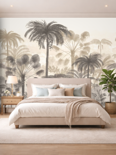 Grey Tropical Silhouette Wallpaper for Walls