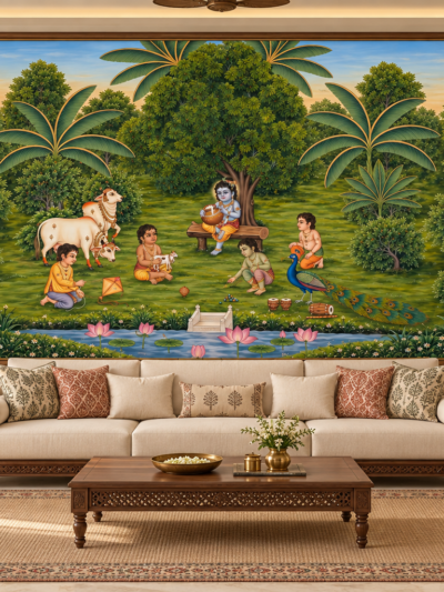 Lord Krishna Vrindavan Garden Wall Mural