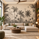 Vintage Tropical Jungle Palm Trees Wallpaper