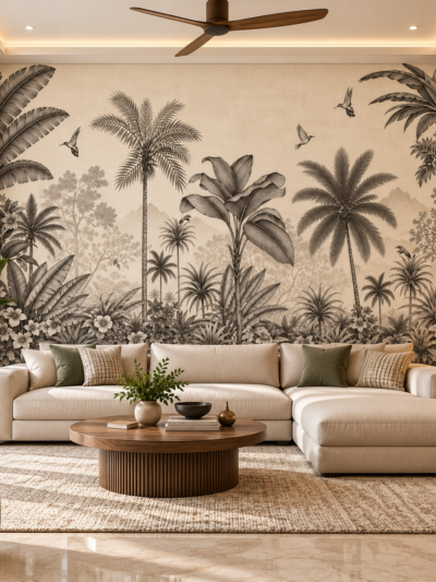 Vintage Tropical Jungle Palm Trees Wallpaper