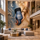 Divine Ardhanarishvara Hand-in-Hand Aesthetic Wall Art